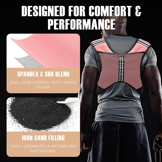 NATURELUX Weighted Vest Men or Women - 5/10/15/20/25/30lbs Weights with Reflective Stripe, Weighted Vest for Workout Equipment for Strength Training Running - Walking Weight Loss
