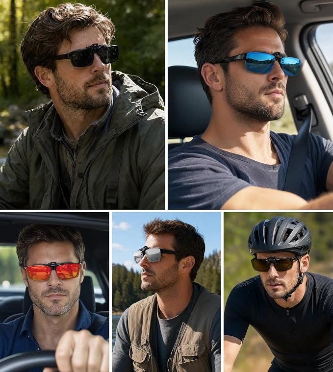 STORYCOAST Clip On Sunglasses for Men Women Polarized Fit Over Prescription Glasses Sports Fishing Driving