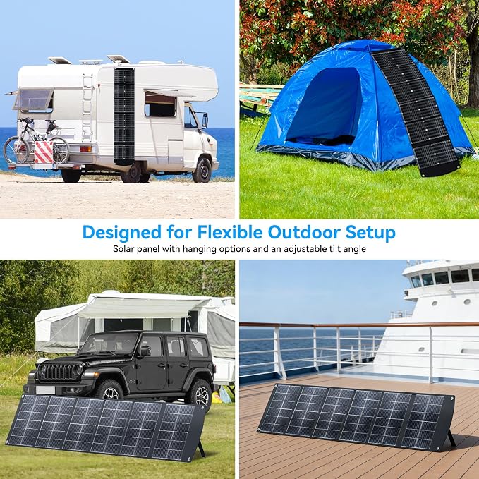 Ecosonique 200W Portable Solar Panel 11lbs Ultra-Light Foldable CPC for EcoFlow/Jackery/Bluetti Power Stations with MC4, XT60, USB-C 65W PD3.0 & USB-A QC3.0 for RV, Camping, Home Backup, Emergency