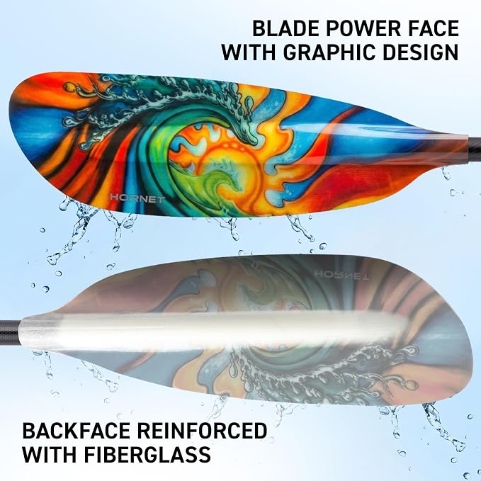 Hornet Watersports Fiberglass Kayak Paddle for Adults- Ideal for Touring, Fishing and Boating- 90.5 inches / 230CM Adjustable with Carbon Fiber Shaft- Kayak Oars Kayaking Equipment
