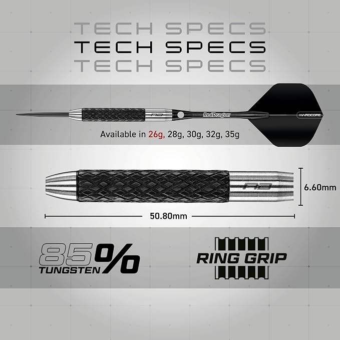 RED Dragon Rat 26g, 28g, 25g, 30g, 32g or 35g Tungsten Darts Set with Flights and Stems
