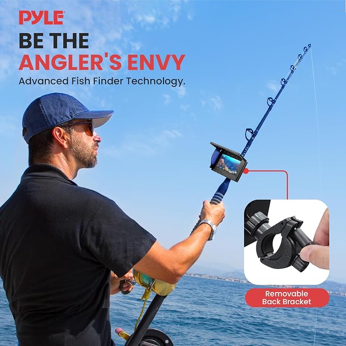 Pyle 4.3” Portable Underwater Fishing Camera with TFT LCD Monitor, 1000TVL IP68 Waterproof Camera, 12 Infrared Lights, Rechargeable Battery, Carrying Case & Sunshield for Ice and Sea Fishing