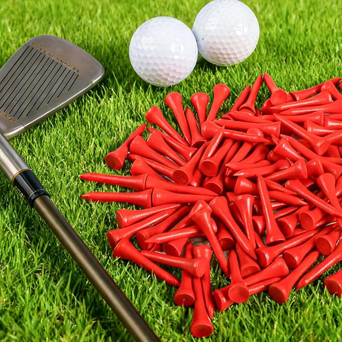 FINGER TEN Bamboo Golf Tees Wood 1 1/2 2 3/4 3 1/4 Inch Wooden Short Long Tee Color Bulk 250/500/1000/2000 Count for Men Women Kids in Red Pink USA Flag