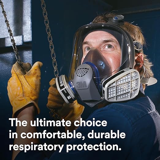 3M Ultimate FX Full Facepiece Reusable Respirator, FF-403, NIOSH, ANSI, Six-Strap Harness for a Secure Comfortable Fit, Cool Flow Valve, Passive Speaking Diaphragm, Large