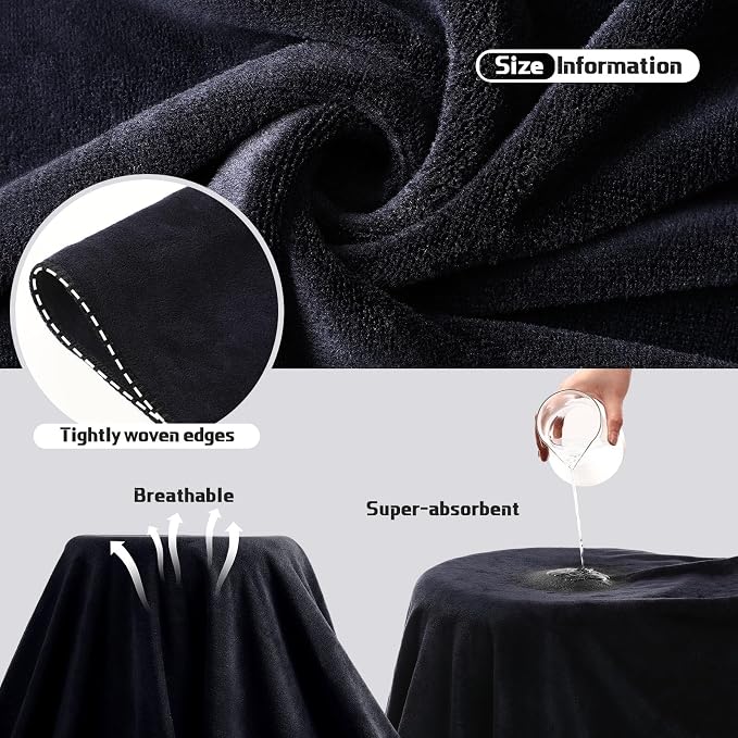 Mixweer 2 Pcs Oversized Bath Towels, 40 x 80 Inch Giant Microfiber Jumbo Bath Sheets Ultra Soft Bathroom Microfiber Quick Dry Absorbent Shower Towels for Spa Camping Beach (Black)