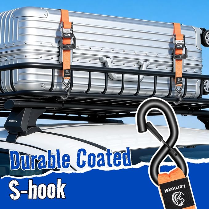 Ratchet Straps, 1.5 inch x 8.2 ft(4 Pack) Heavy Duty Tie Down Straps, Ratchet Tie Down Straps with Soft Loops-5,208 lbs (Orange)