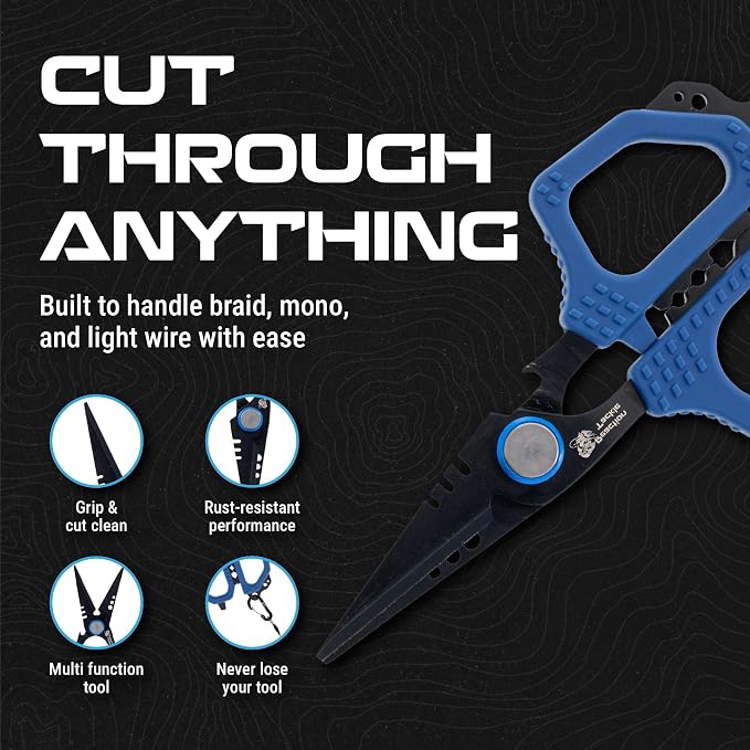 Reaction Tackle 7 Piece Fishing Tool Kit, Fillet Knife and Sharpener, Fishing Pliers, Braid Scissors, Floating Lip Gripper, Hook Remover and Lanyard, Stainless Steel for Saltwater and Freshwater