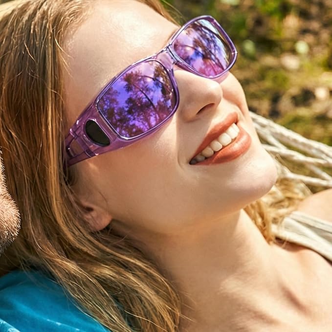 LVIOE Over Glasses Sunglasses Wrap Around Polarized Sunglasses for Men Women Fit Over Prescription Glasses with UV Protection