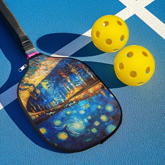 Starry Night 2 Pieces Pickle Ball Paddles Cover Lightweight Pickleball Racket Sleeve Zippered Pickleball Paddle Case Portable Racket Cover for Pickleball Fits Most Rackets 8.7 X 11.4 Inch