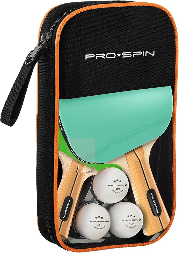 PRO-SPIN Ping Pong Paddles - High-Performance Set with Premium Table Tennis Rackets, 3-Star Ping Pong Balls, Compact Storage Case | Professional Quality Ping Pong Paddle Set | Indoor & Outdoor Games