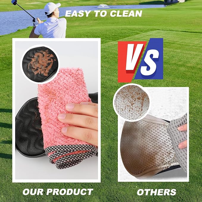 4pcs or 1pc Golf Club Head Covers for Woods, Driver, Fairway, Hybrid – Premium PU Leather with Interchangeable Tags & Magnetic Blade and Mallet Putter Covers