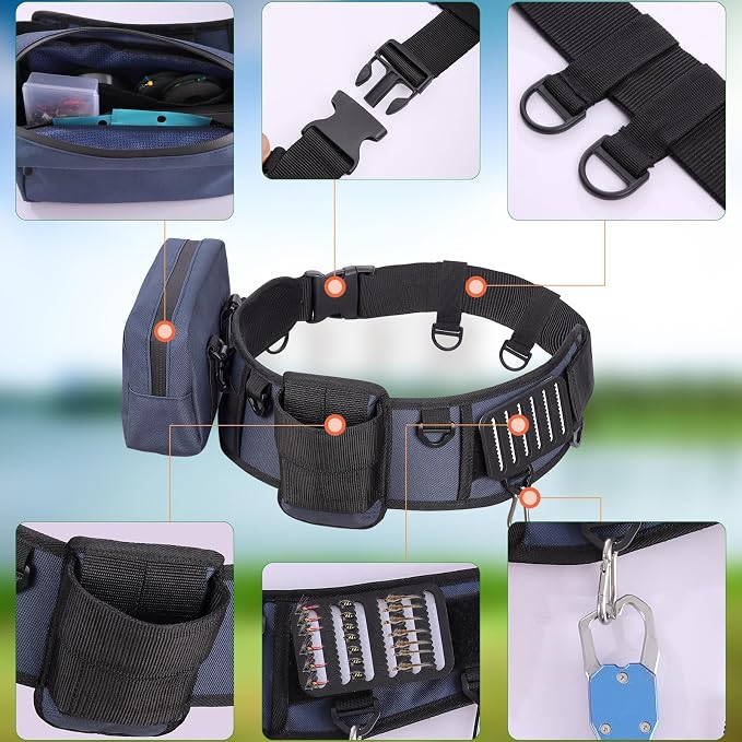 PELLOR Fishing Belt Rod Holder Adjustable Fishing Wading Belt