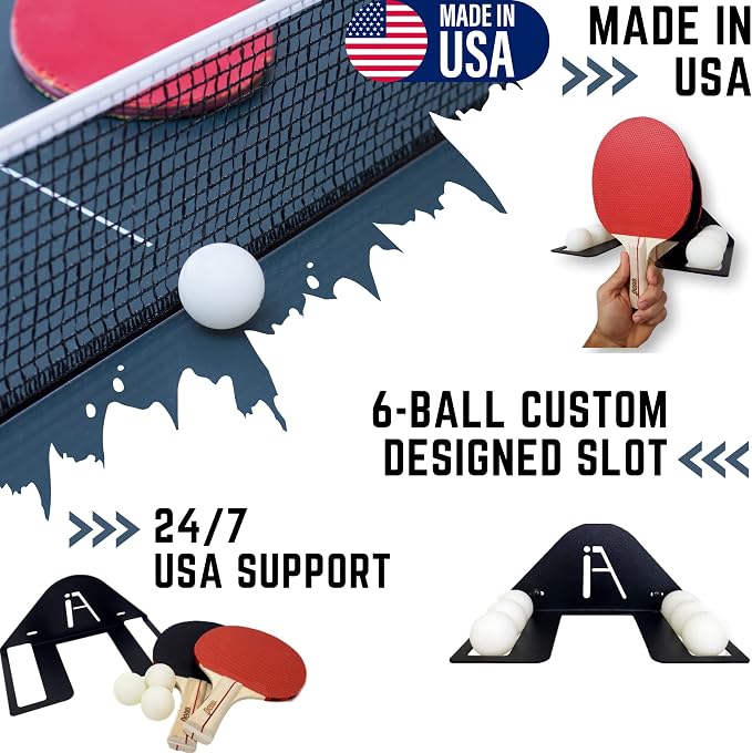 IRON AMERICAN Ping Pong Wall Rack Table Tennis Storage, Made in USA - 1.375 Inch Slot for Balls and 3.25 Inch Slot for Paddles, Ping Pong Ball Holder, Hardware Included 12 Pack