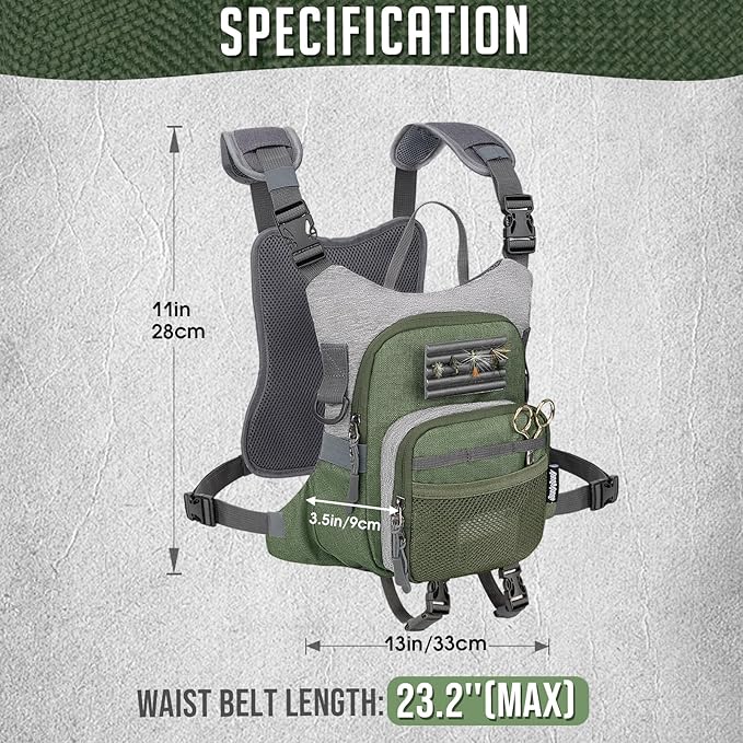 QulayQualy Fly Fishing Pack - Chest Pack with Work Station Lightweight Tackle Fishing Bag with Quick-Release