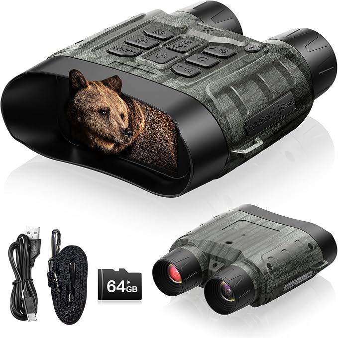 Night Vision Goggles - 112MP Night Vision Binoculars for Adults, 4K Infrared Digital Night Vision with with 64GB Card, Tactical Military Grade for Camping Wildlife Security