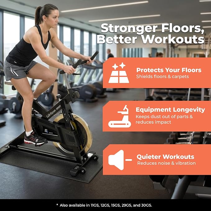 Supermats Heavy Duty Equipment Mat 20GS Made in U.S.A. for Indoor Cycles Exercise Upright Bikes and Steppers (2 Feet x 3 Feet 10 In) (24-Inch x 46-Inch) (60.96 cm x 116.84 cm) , Black