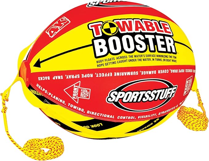 Sportsstuff Booster Ball, Towable Tube Rope Performance Ball Dimensions inflated & Airhead Heavy Duty Tow Harness for 1-4 Rider Towable Tubes, Water Skis, Wakesurf Boards and Wakeboards, 12-Feet