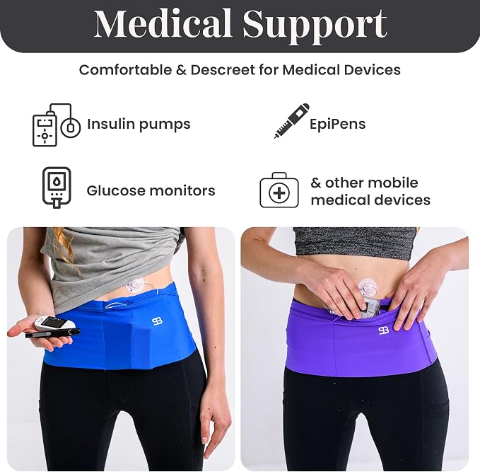StashBandz No-Bounce Running Belt for Women & Men – Phone Holder Fits All Phones, 4-Pocket Slim Fanny Pack with Zipper – Travel Money Belt Waist Pack for Running & Workout
