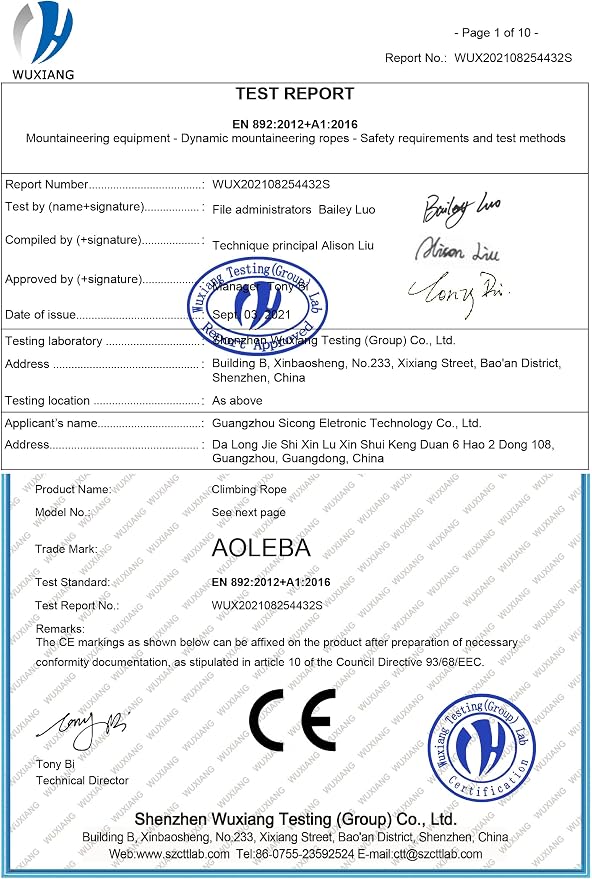 AOLEBA 10.5 mm Static Climbing Rope 10M(32ft) 20M(64ft) 30M(96ft) 50M(160ft) 70M(230ft) Outdoor Rock Climbing Rope, Escape Rope Ice Climbing Equipment Fire Rescue Parachute Rope