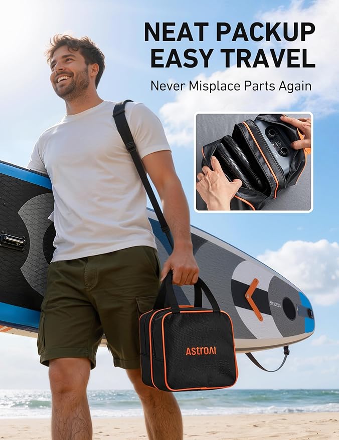 AstroAI P3 Electric Paddle Board Pump, 20PSI Rechargeable SUP Pump for Paddleboard with Battery & 12V DC, Dual Stage Inflation & Deflation and Auto-Off SUP Air Pump for Kayak, Tent, Boat
