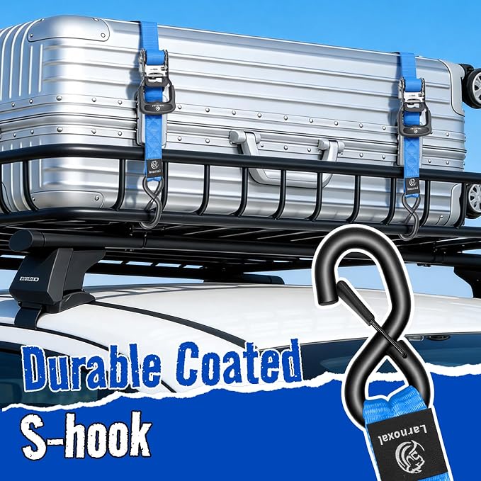 Ratchet Straps, 1.5 inch x 15 ft(4 Pack) Heavy Duty Tie Down Straps, Ratchet Tie Down Straps with Soft Loops-5,208 lbs (Blue)