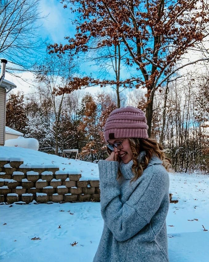 Funky Junque Matching 2 Pack Regular Beanie Matching Scarf Winter Set Bundle - Indi Pink (Solid)