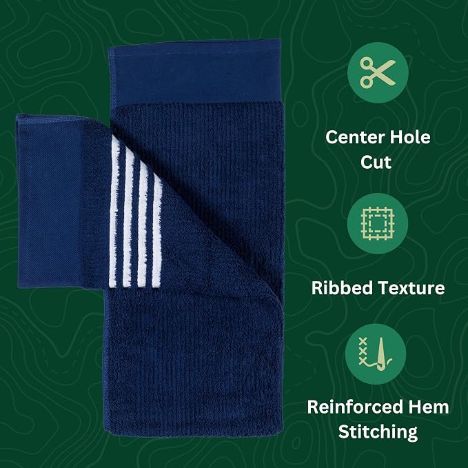 The Tour Towel | Large Golf Caddy Towel Terry Cloth, Absorbent 19" x 44", Center Cut, Perfect Hang Golf Cart Accessory and Golf Bag, Multiple Colors
