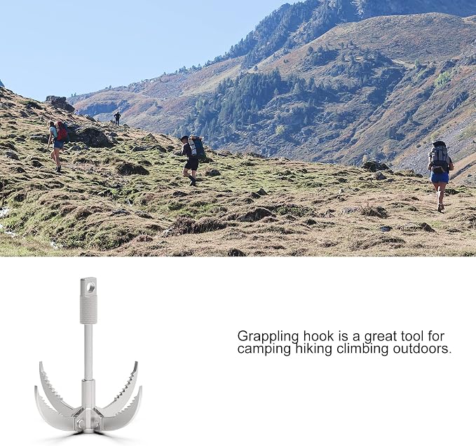 Ant Mag Grappling Hook with Claw Tips - Heavy Duty Stainless Steel Carabiner for Camping, Hiking, Tree Climbing, Water Retrieval & Salvage Operations