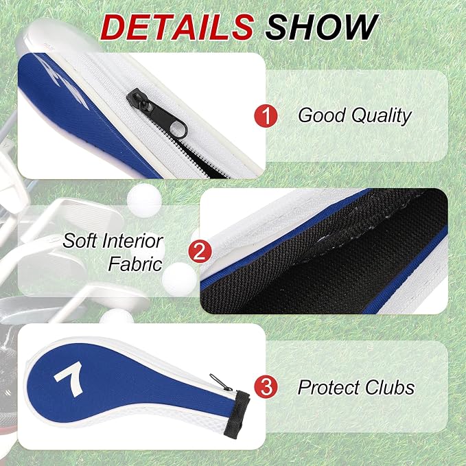 PATIKIL Golf Club Head Cover, Number Golf Club Irons Covers Neoprene Driver Headcover Golf Lovers Gifts