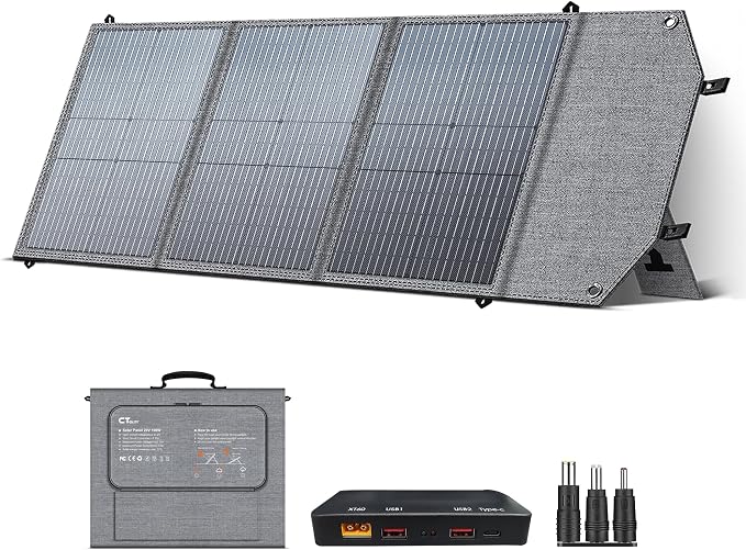 100W Portable Solar Panel for Power Station Generator, 19.8V Foldable Solar Cell with High-Efficiency Battery, IP65 Waterproof, Solar Charger for Outdoor Camping Van RV Emergency Power Supply
