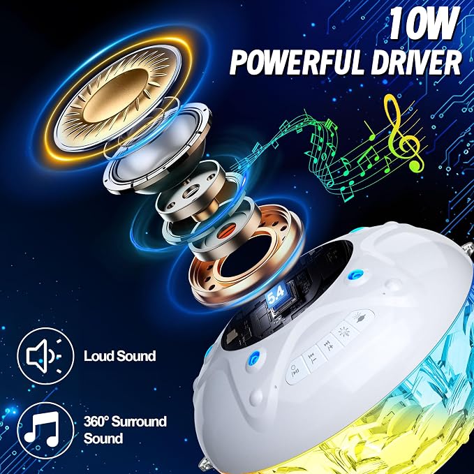 KingSom 3 in 1 Bluetooth Pool Speaker with Pool Fountain Light, Floating Pool Speaker for Pool, IP68 Waterproof Hot Tub Speakers, Loud Sound, BT5.4,24H Playtime Pool Water Fountain, White