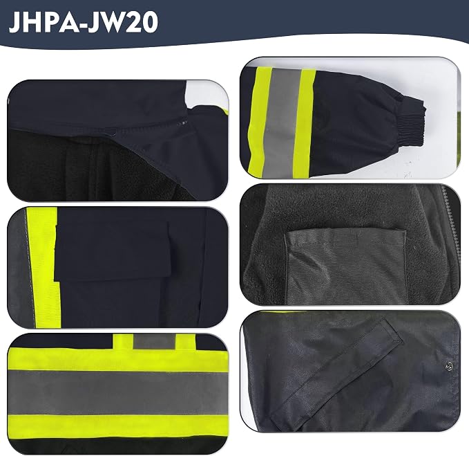 High Visibility Winter Safety Jackets for Men Waterproof-Warm Reflective Jackets Fleece Lining for Work Construction
