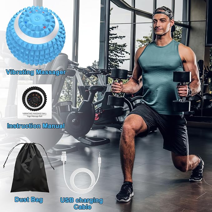 Uppye Vibrating Massage Ball for Pain Relif, Lacrosse Balls Deep Tissue Trigger Point Therapy for Plantar Fasciitis Pain Relief, Muscle Pain for Myofascial Release Ball