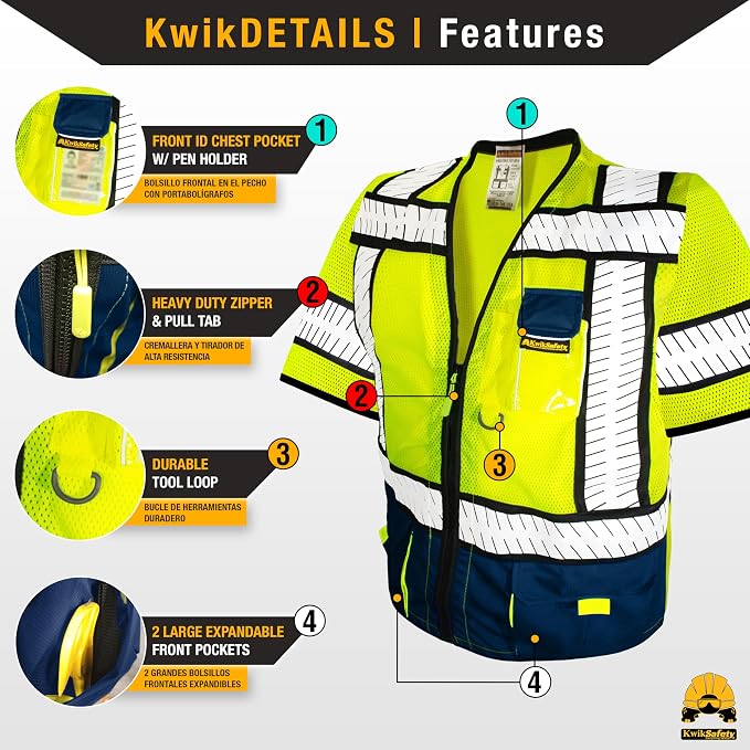 KwikSafety - SHERIFF & SPECIALIST Safety Vest [Multi-Use Pockets] Class 2 & Class 3 Hi Vis ANSI OSHA Safety Vest for Men