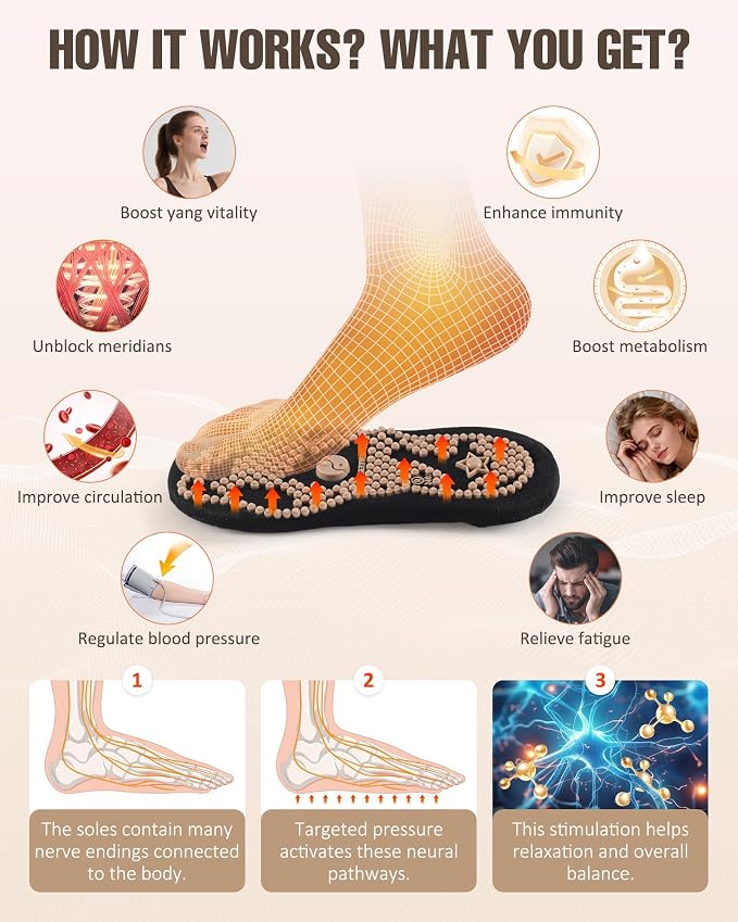Acupressure Socks Reflexology Foot Massage for Women Men Acupuncture Socks with Pressure Point, Gifts for Busy Mom Elders Massaging Convenient and Efficient Size 17-18