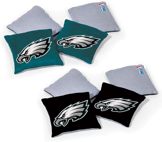 NFL Pro Football Dual Sided Bean Bags by Wild Sports, 8 Count, Premium Toss Bags for Cornhole Set - Great for Tailgates, Outdoors, Backyard
