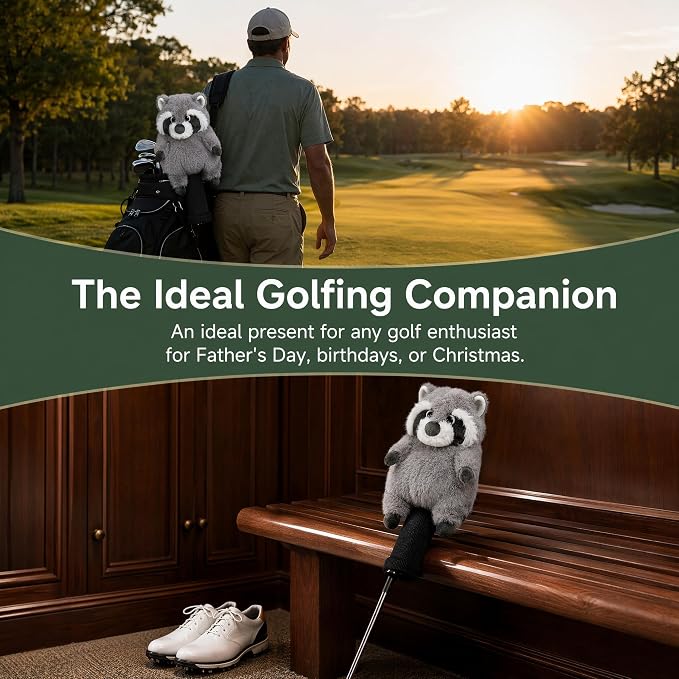 Cute Red Panda Golf Headcover, Animals Plush Golf Club Head Covers, Small Size Fits Hybird and Irons, Large Size Fits Standard 460cc Driver Head