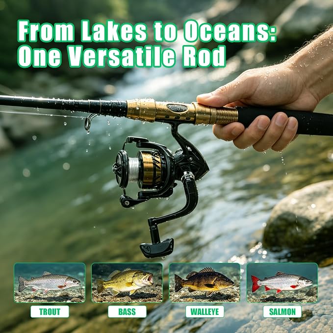 Fishing Rod and Reel Combo, Telescopic Carbon Fiber Fishing Poles