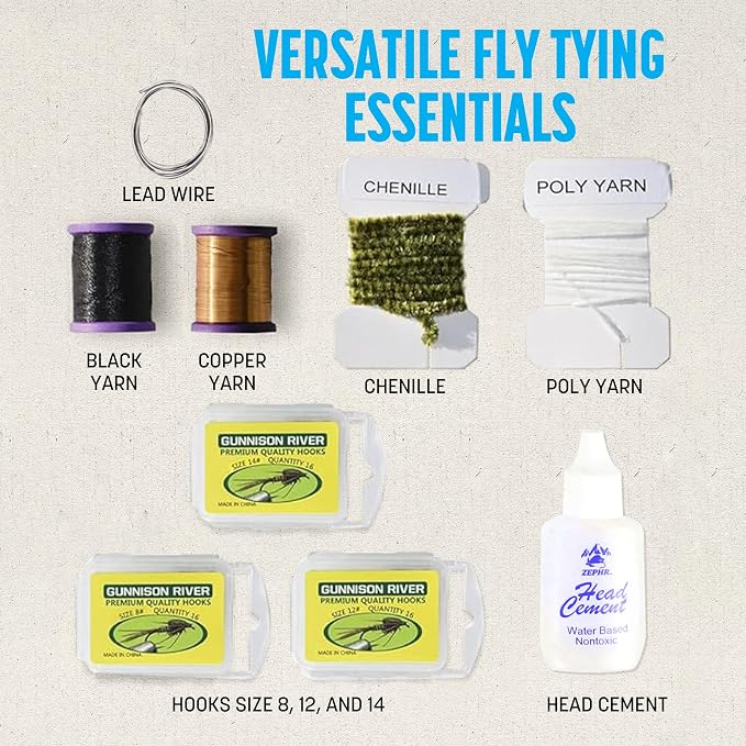 CREATIVE ANGLER Deluxe Fly Tying Kit - Complete Tools Kit, Ideal for Beginners and Pros, Includes Feathers, Vice, Bobbin, Rotary Tool