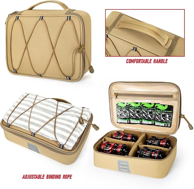 Fishing Tackle Bag, Detachable Fishing Reels Storage Pouch, Fishing Gear Organizer, Adjustable Shoulder Strap Fishing Bags for Saltwater & Freshwater