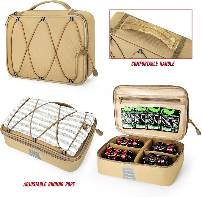 Fishing Tackle Bag, Equipped With 4 Tackle Boxes and Detachable Reel Storage Pouch, Waterproof Fishing Gear Organizer, Adjustable Shoulder Strap Fishing Bags for Saltwater & Freshwater