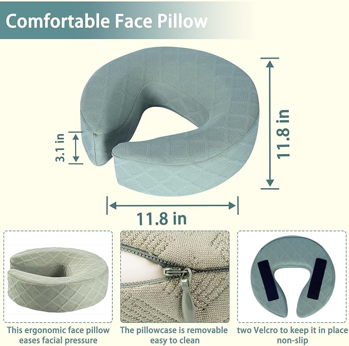 Massage Headrest for Bed,Adjustable Face Down Pillow After Eye Surgery Vitrectomy,Massage Head Rest for Bed At Home Mattress,Portable Massage Pillow Face Cradle (Black,6-17IN)