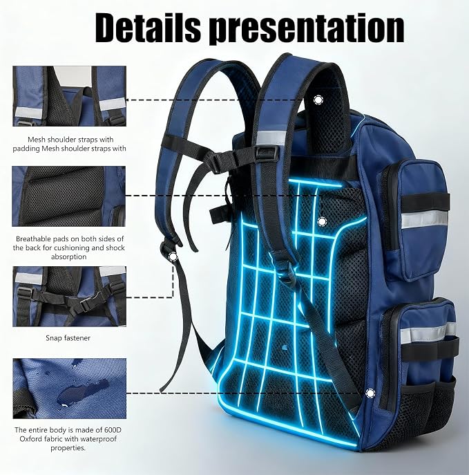 45L Fishing Tackle Backpack with Rod Holders, Waterproof Large Fishing Back Pack Storage Bags & Wraps Gear And Equipment for Men for Camping Hiking, Bottle Holder