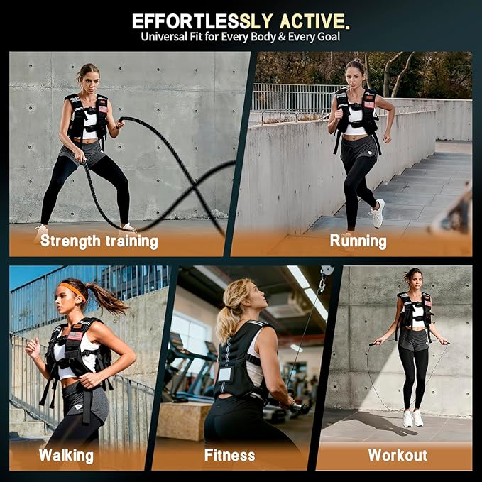 WANOON Weighted Vest for Men Women, 8lb/12lb/16lb/20lb/30lb/40lb Fixed Weight, Plus Size Fitness Vest with Phone Pocket & Reflective Strips for Walking Running Rucking Strength Training