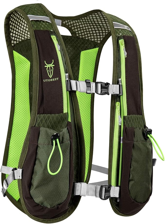 UTOBEST Running Vest, 5L Hydration Vest Lightweight, Breathable and Sweatproof Running Backpack, Adjustable Running Hydration Vest for Trail Running Marathon Race Jogging Cycling