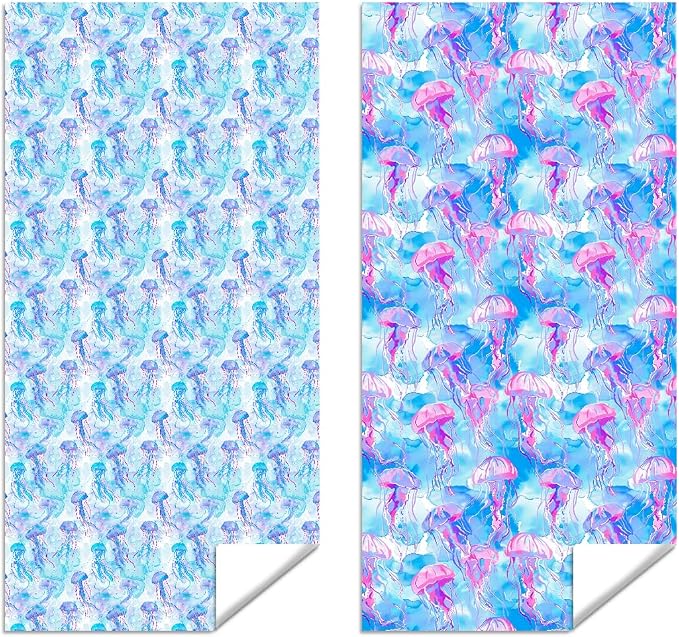 2 Pcs Microfiber Beach Towel Sand Free Quick Dry Oversized Blue Pink Purple Artistic Watercolor Jellyfish Pattern Bath Towels for Adults Swimming Travel Pool 71 x 32 Inches