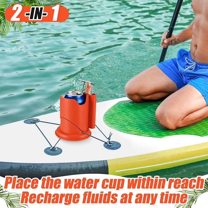 2 Pcs Paddleboard Cup Holder 2-in-1 Paddle Board and Kayak Drink and Phone Holder Paddle Board Accessories for Surfboards, Canoes, Sups, Kayaks, Boats (Orange)