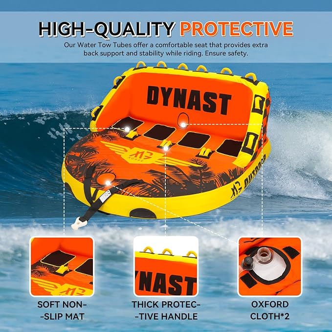 XGeek Towable Tubes for Boating, 1-4 Person Boat Tubes for Tubing, Heavy-Duty Inflatable Boat Tubes and Towables, Multi-Style Secure Sofa & Classic Donut with Stronger 840D Nylon Cover