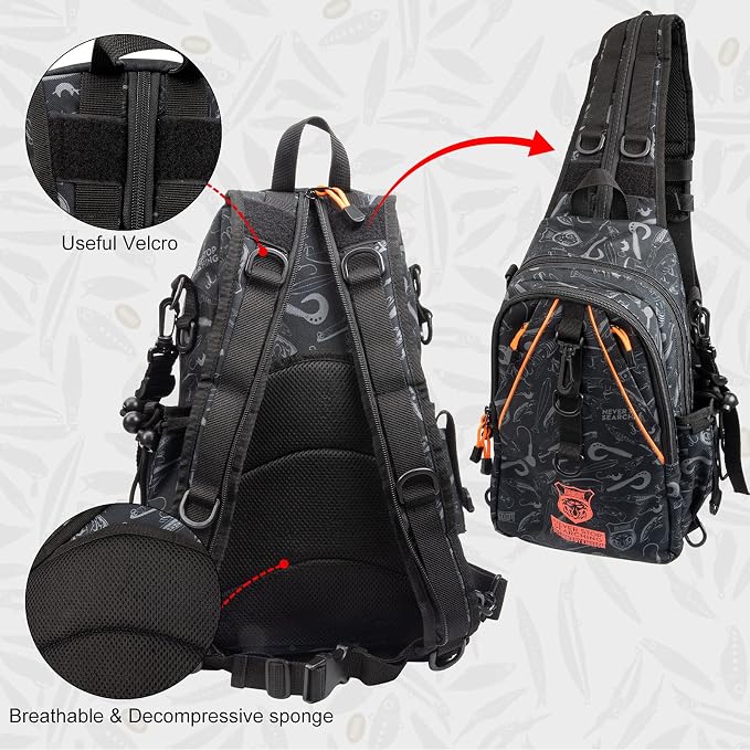 KINGDOM Fishing Tackle Storage Bag With Fishing lure Box, Water-Resistant Fishing Backpack with Rod Holder, Fishing Gear Bag