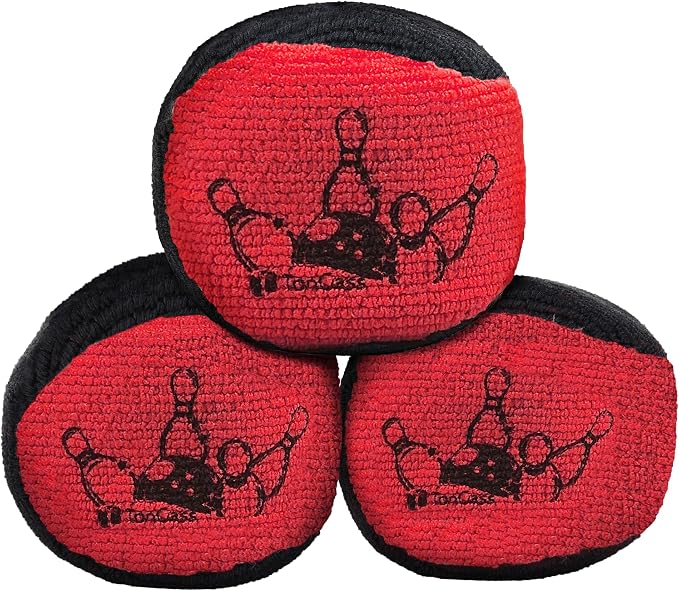 TonGass Microfiber Ultra Dry Bowling Grip Ball, Microfiber Bowling Grip Bags, Bowlings Powder Bag for Hands Use - Black & Red